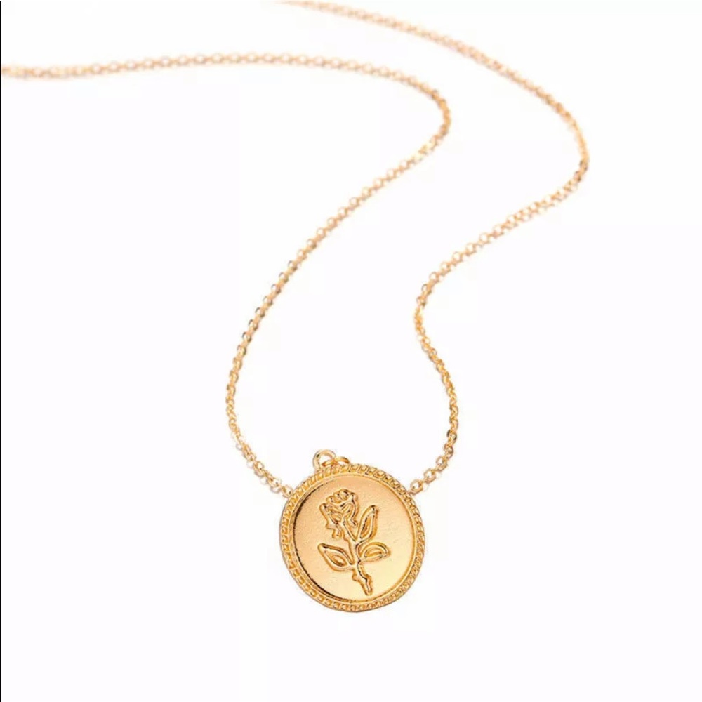 Gold Rose Charm Necklace